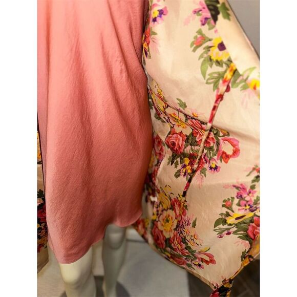 Women's Pink Floral Kimono Robe with Belt One Size - Picture 5 of 7